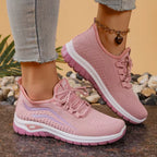 Women's Fashion Knit Sneakers – Lightweight Lace-Up Running Shoes